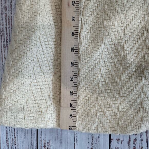 Mackage Petite Small (P/S) Ivory Herringbone Wool Coat Leather Trim Lined - Picture 14 of 14